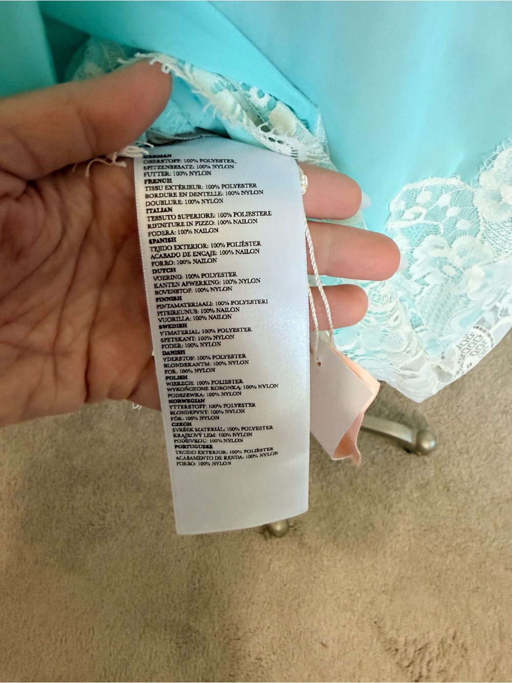 Aqua Lace Appliqué Sheer Sleeve Shift Dress - Picture 5 of 10